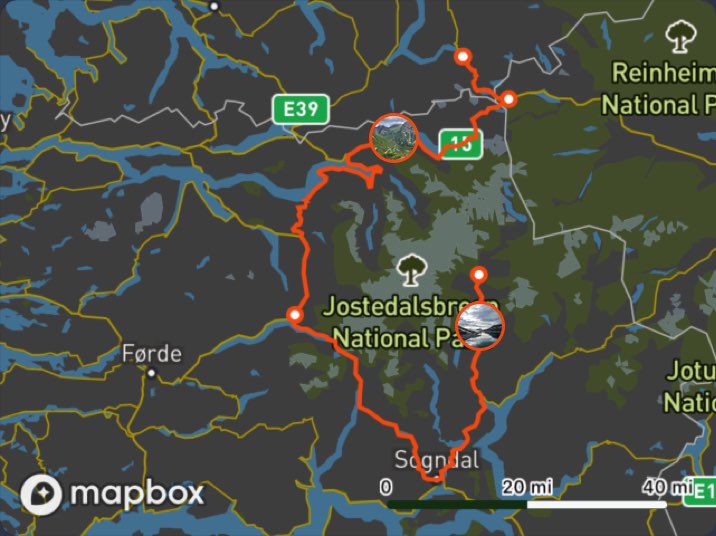 Map with a sample ride track